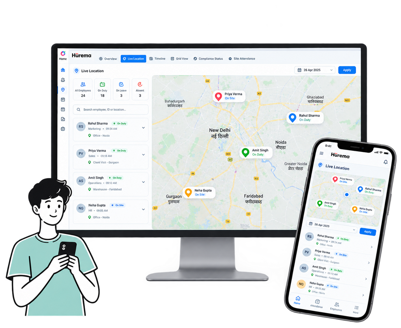 Real time employee location tracking